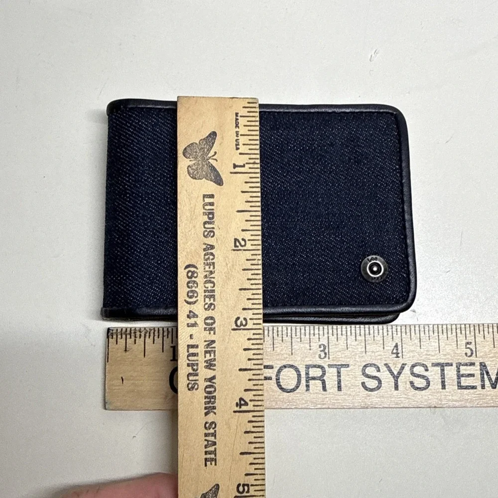 LEE Men's Canvas and Leather Trim Slimfold RFID Blocking Wallet with Money Clip